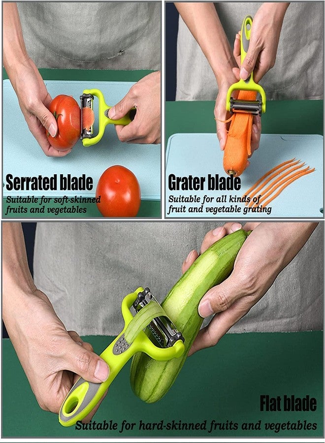 we3 3 in 1 Vegetable Peeler - Citrus Fruit Peeler for Apple Orange Lemon Carrot and Potato Peeler with Rotating Serrated and Julienne Stainless Steel Slicer Blades. - Image 3